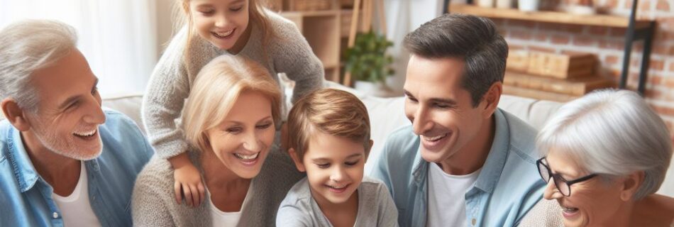 Joyful gathering of grandparents playing board games with their grandchildren. The happiness and well-being derived from incorporating GlucoTrust into their daily health regimen.